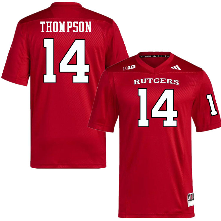 Men #14 Jordan Thompson Rutgers Scarlet Knights 2024 College Football Jerseys Stitched-Scarlet